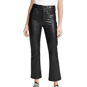 MOTHER Insider Ankle Faux Leather Black Jeans